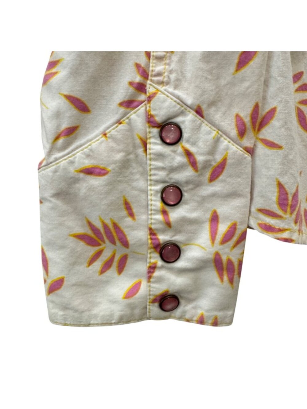 Vintage Rockies Western Shirt Women's XL Barrel Cuffs Floral Pink Snaps Yoke - Picture 7 of 12